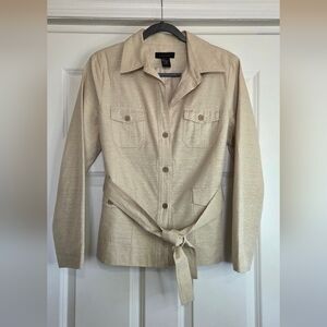 Vintage Silkland Khaki Silk Belted Safari Jacket - Size 10